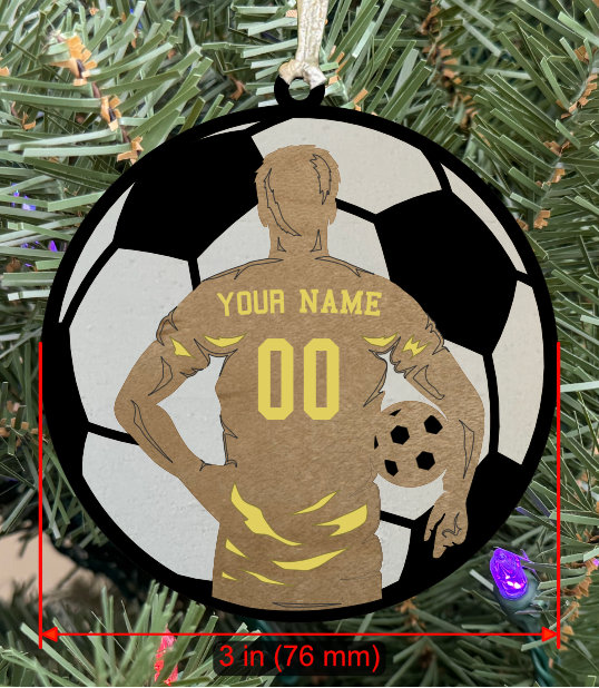 Personalizable Soccer Ornament (Male, Two Layer) without Year on Frame