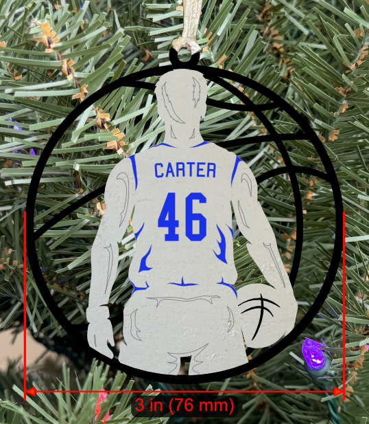 Personalizable Basketball Ornament (Male, Two Layer) without Year on Frame