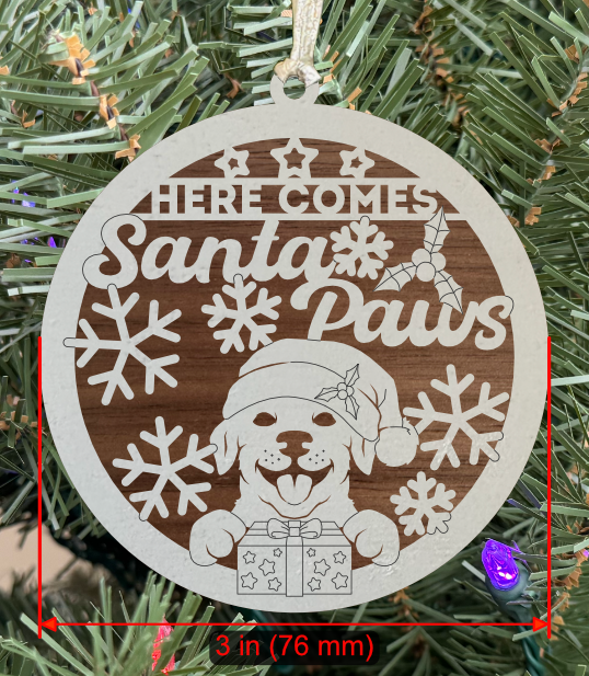 Holiday Pet (Dog) Ornament "Here Comes Santa Paws"