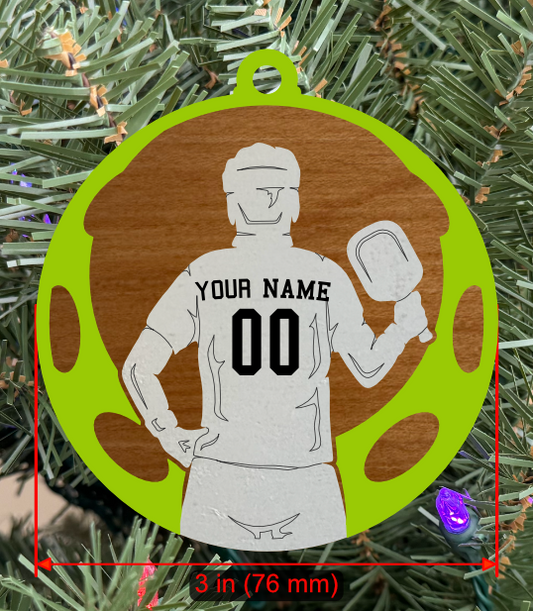 Personalizable Pickleball Ornament (D0001.000, Male, Two Layer) without Year on Frame