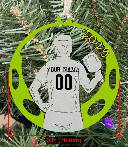 Personalizable Pickleball Ornament (D0001.000, Male, Single Layer) with Year on Frame