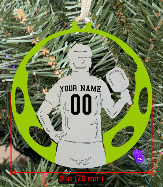 Personalizable Pickleball Ornament (D0001.000, Male, Single Layer) without Year on Frame