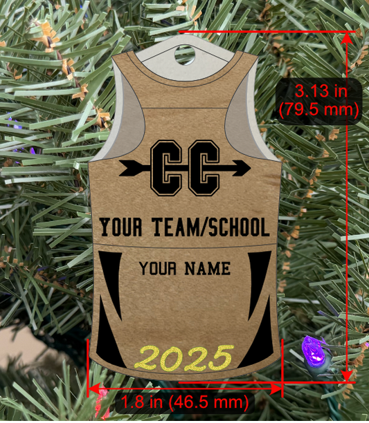 Personalizable Cross Country Jersey Ornament (D0001.000) with Year on Jersey
