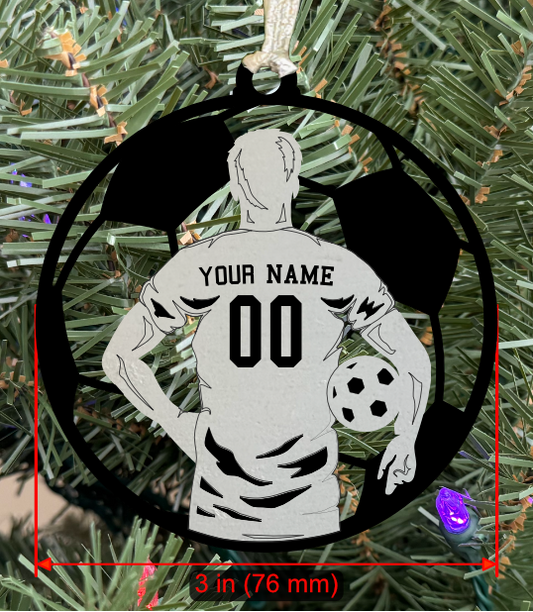 Personalizable Soccer Ornament (D0002.001, Male, Single Layer) without Year on Frame