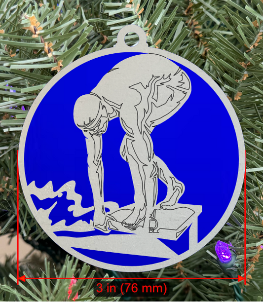 Personalizable Swimming Ornament (D0001.001, Male, Two Layer) without Year on Frame