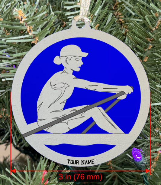 Personalizable Rowing (Crew) Ornament (D0001.000, Solo Female, Two Layer) without Year on Frame
