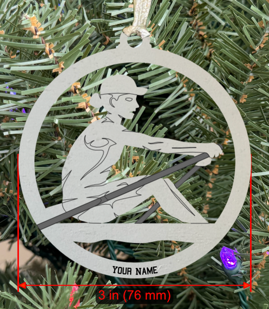Personalizable Rowing (Crew) Ornament (D0001.000, Solo Female, Single Layer) without Year on Frame