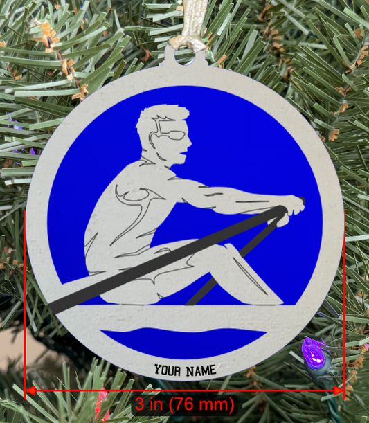 Personalizable Rowing (Crew) Ornament (D0001.000, Solo Male, Two Layer) without Year on Frame