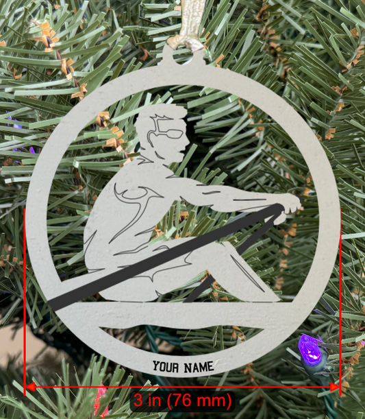 Personalizable Rowing (Crew) Ornament (D0001.000, Solo Male, Single Layer) without Year on Frame