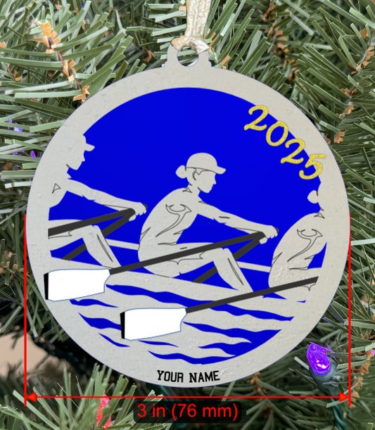 Personalizable Rowing (Crew) Ornament (D0002.000, Team Female with Oars, Two Layer) with Year on Frame