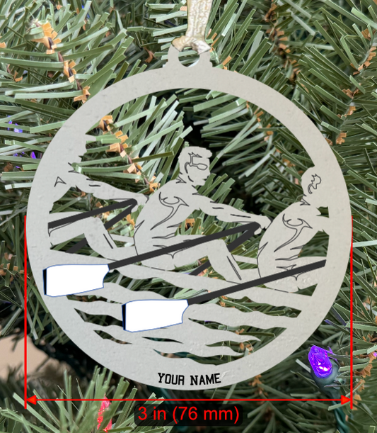 Personalizable Rowing (Crew) Ornament (D0002.000, Team Male with Oars, Single Layers) without Year on Frame