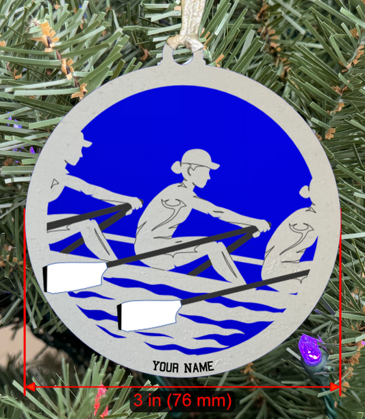 Personalizable Rowing (Crew) Ornament (D0002.000, Team Female with Oars, Two Layer) without Year on Frame