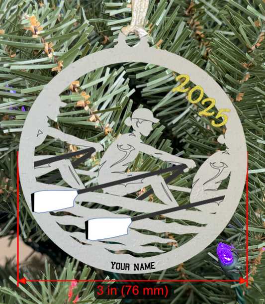 Personalizable Rowing (Crew) Ornament (D0002.000, Team Female with Oars, Single Layer) with Year on Frame