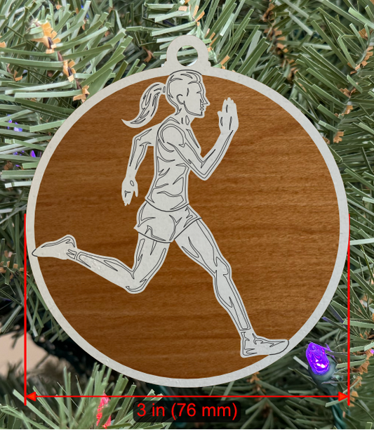 Personalizable Cross Country Ornament (D0001.001, Female, Two Layer) without Year on Frame