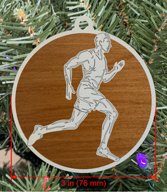 Personalizable Cross Country Ornament (D0001.001, Male, Two Layer) without Year on Frame