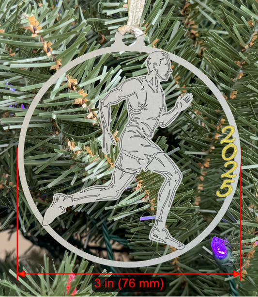 Personalizable Cross Country Ornament (D0001.001, Male, Single Layer) with Year on Frame