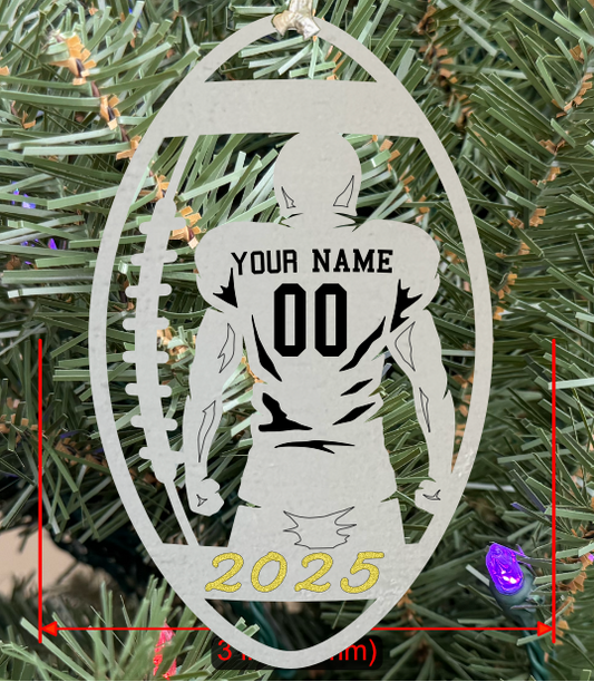 Personalizable Football Ornament (D0002.000, Male, Single Layer) with Year on Frame