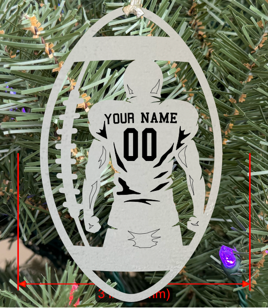 Personalizable Football Ornament (D0002.000, Male, Single Layer) without Year on Frame