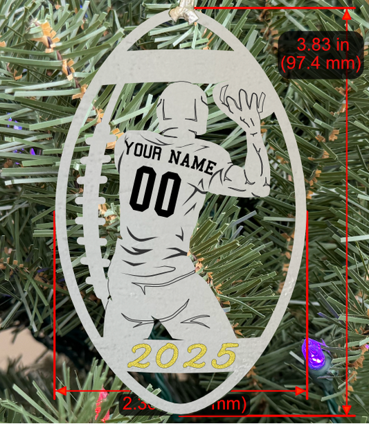 Personalizable Football Ornament (D0003.000, Male, Single Layer) with Year on Frame