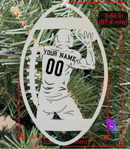 Personalizable Football Ornament (D0003.000, Male, Single Layer) without Year on Frame