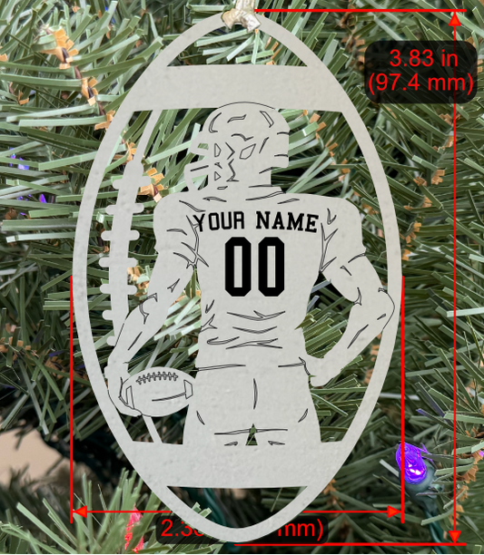 Personalizable Football Ornament (D0004.000, Male, Single Layer) without Year on Frame