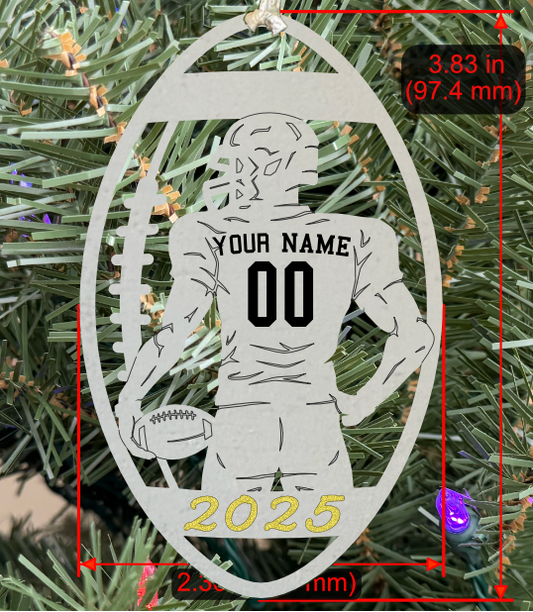 Personalizable Football Ornament (D0004.000, Male, Single Layer) with Year on Frame