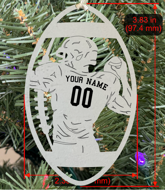 Personalizable Football Ornament (D0008.000, Male, Single Layer) without Year on Frame