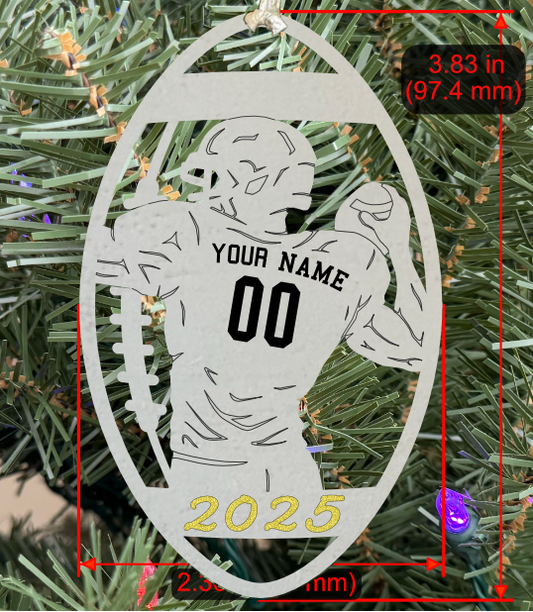 Personalizable Football Ornament (D0008.000, Male, Single Layer) with Year on Frame