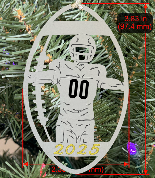 Personalizable Football Ornament (D0009.000, Male, Single Layer) with Year on Frame