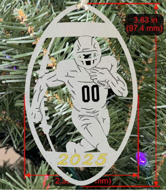 Personalizable Football Ornament (D0007.000, Male, Single Layer) with Year on Frame