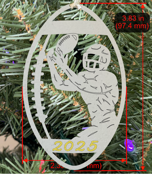 Personalizable Football Ornament (D0005.000, Male, Single Layer) with Year on Frame