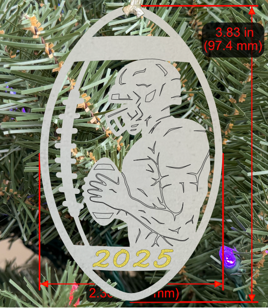 Personalizable Football Ornament (D0006.000, Male, Single Layer) with Year on Frame