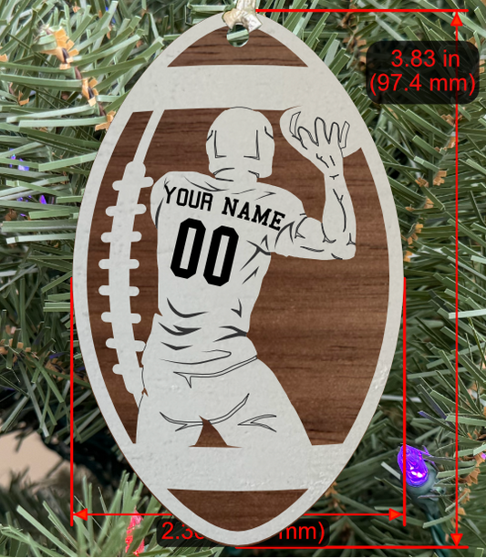 Personalizable Football Ornament (D0003.000, Male, Two Layer) without Year on Frame