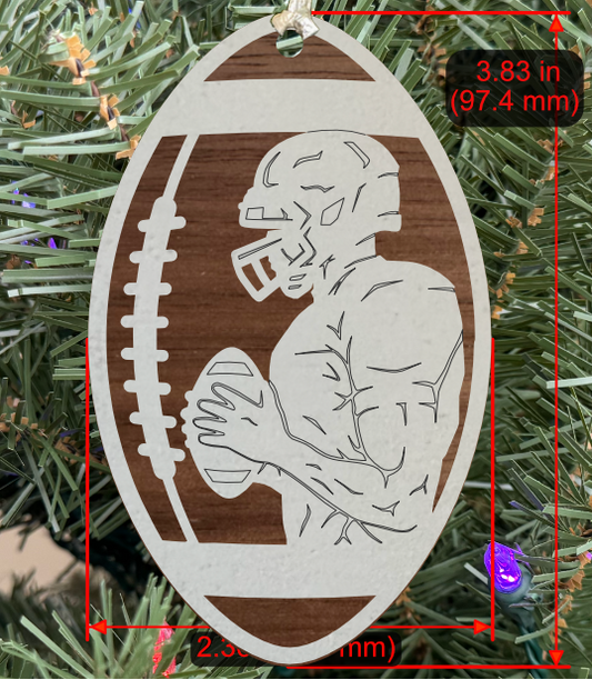 Personalizable Football Ornament (D0006.000, Male, Two Layer) without Year on Frame