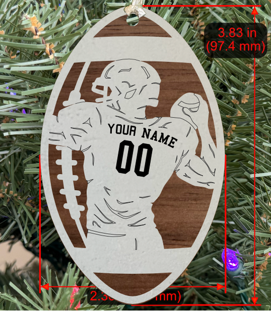 Personalizable Football Ornament (D0008.000, Male, Two Layer) without Year on Frame