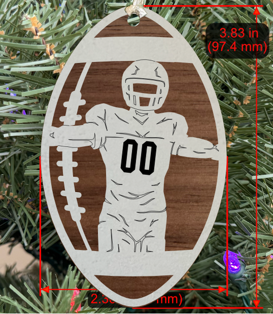Personalizable Football Ornament (D0009.000, Male, Two Layer) without Year on Frame