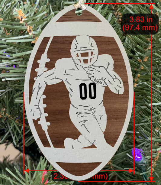 Personalizable Football Ornament (D0007.000, Male, Two Layer) without Year on Frame