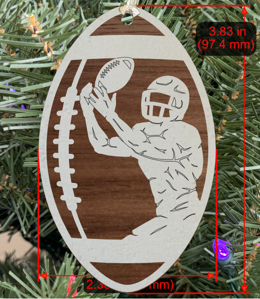 Personalizable Football Ornament (D0005.000, Male, Two Layer) without Year on Frame