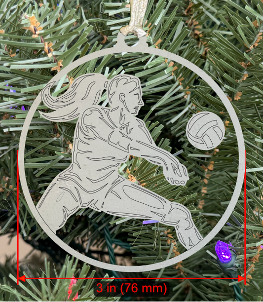 Personalizable Volleyball Ornament (D0001.000, Female, Single Layer) without Year on Frame