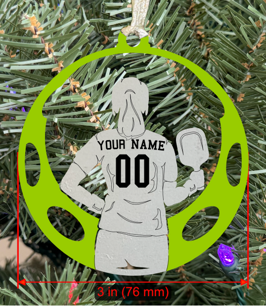 Personalizable Pickleball Ornament (D0001.000, Female, Single Layer) without Year on Frame