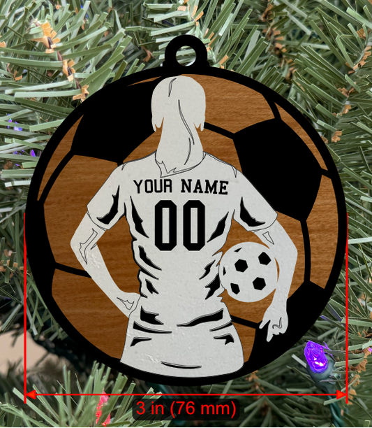 Personalizable Soccer Ornament (D0002.001, Female, Two Layer) without Year on Frame