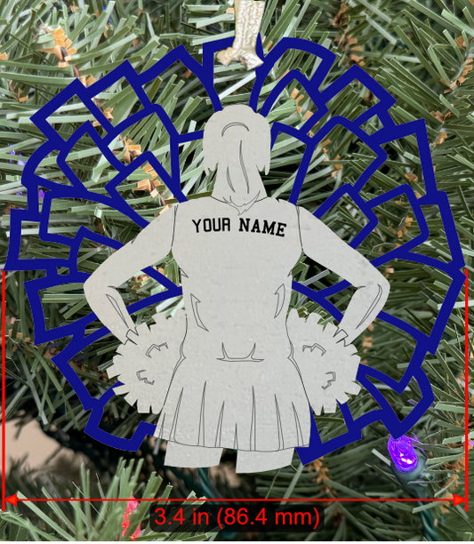 Personalizable Cheerleader Ornament (D0001.000, Female, Single Layer) without Year on Frame