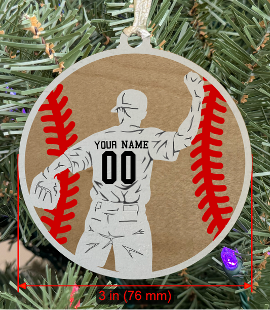 Personalizable Baseball RH Player Ornament (D0007.001, Male, Two Layer) without Year on Frame