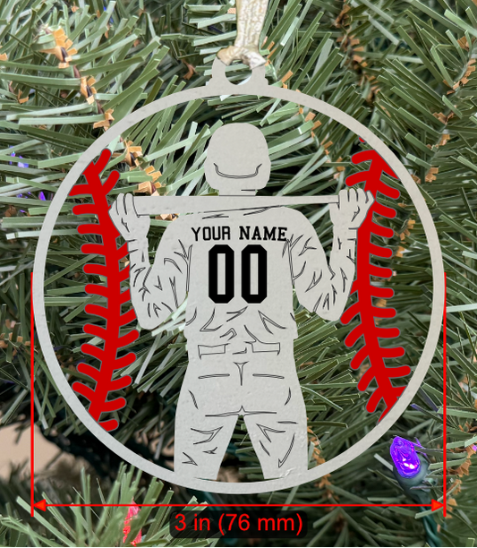 Personalizable Baseball LH Batter Ornament (D0008.001, Male, Single Layer) without Year on Frame