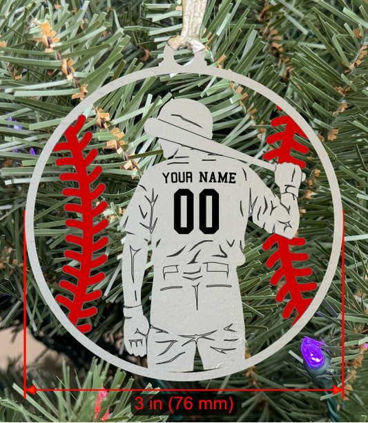 Personalizable Baseball LH Batter Ornament (D0009.001, Male, Single Layer) without Year on Frame