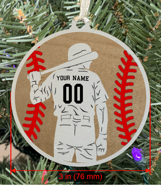 Personalizable Baseball RH Batter Ornament (D0009.002, Male, Two Layer) without Year on Frame