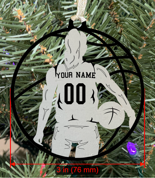 Personalizable Basketball Ornament (D0002.001, Female, Single Layer) without Year on Frame