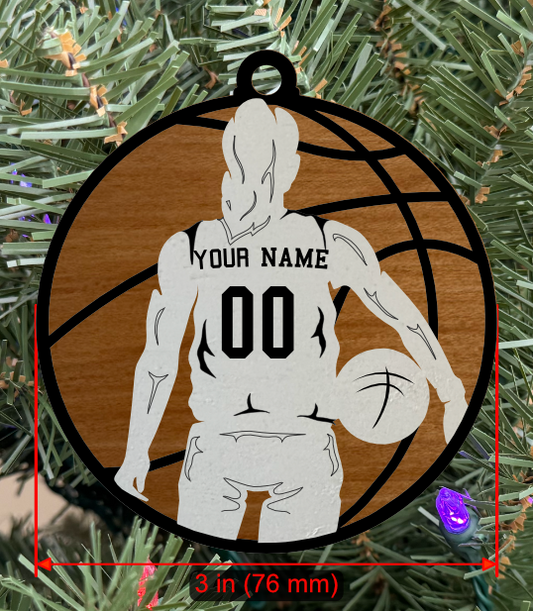 Personalizable Basketball Ornament (D0002.001, Female, Two Layer) without Year on Frame