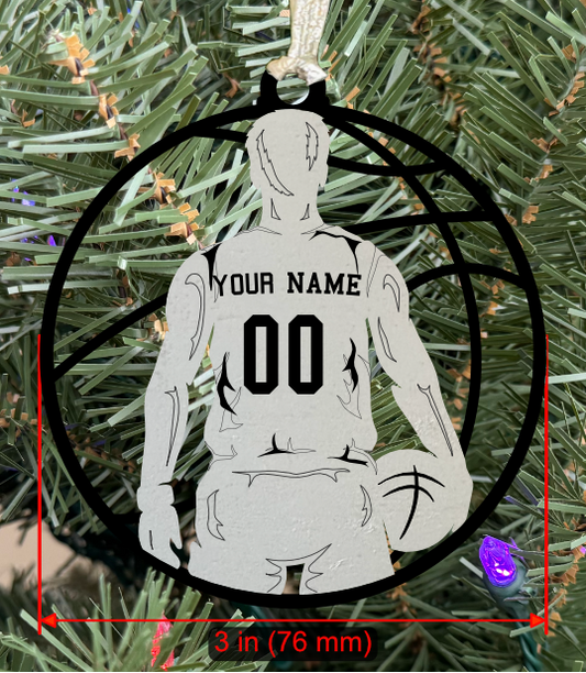 Personalizable Basketball Ornament (D0002.001, Male, Single Layer) without Year on Frame