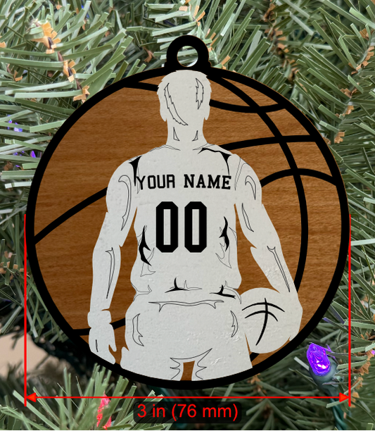 Personalizable Basketball Ornament (D0002.001, Male, Two Layer) without Year on Frame